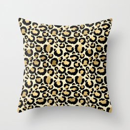 Gold Leopard Print Throw Pillow