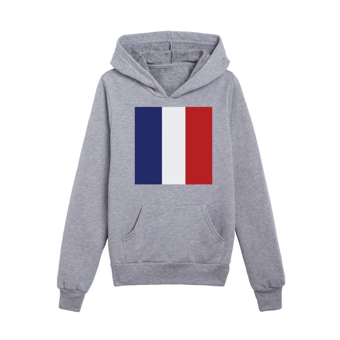 France Flag Print French Country Pride Patriotic Pattern Kids Pullover Hoodie