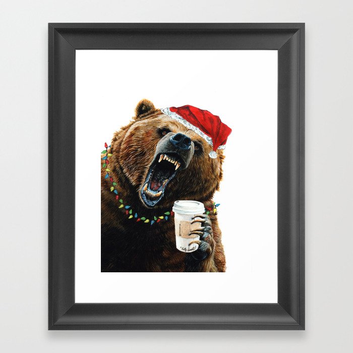 Grizzly Mornings Christmas Framed Art Print