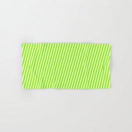 [ Thumbnail: Light Yellow and Chartreuse Colored Lined Pattern Hand & Bath Towel ]