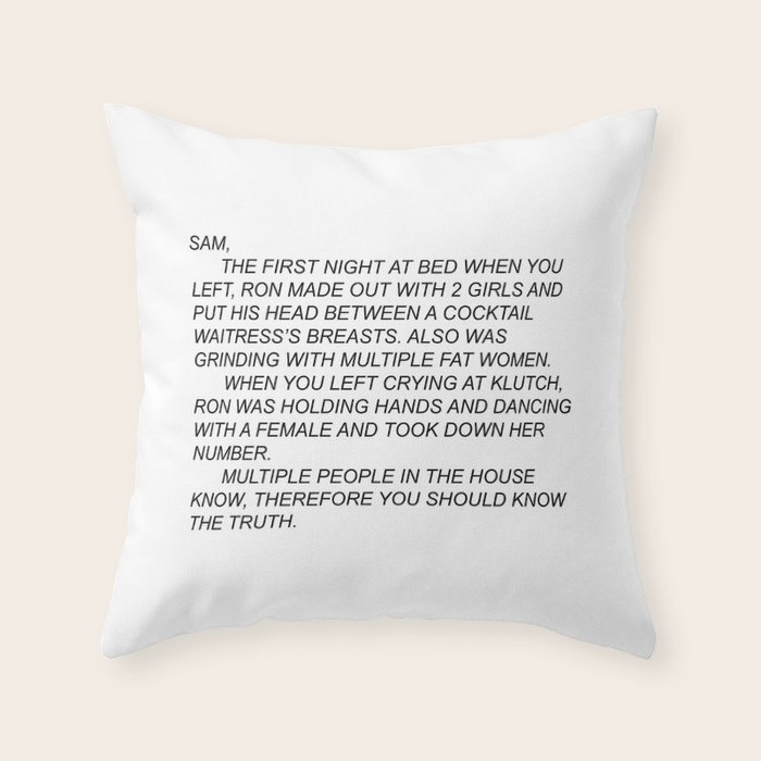 Anonymous Letter To Sammi Throw Pillow By Christineiris Society6