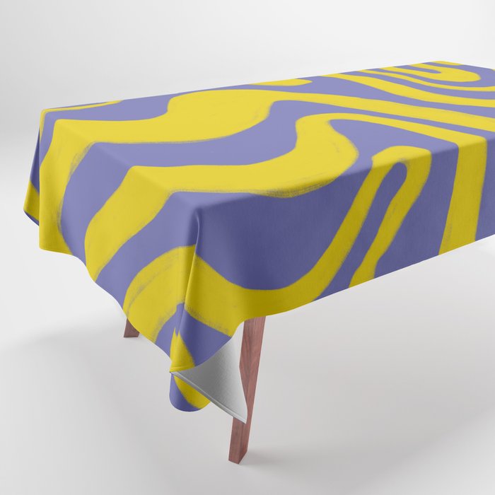Retro Liquid Swirl Pattern in Very Peri and Yellow Tablecloth