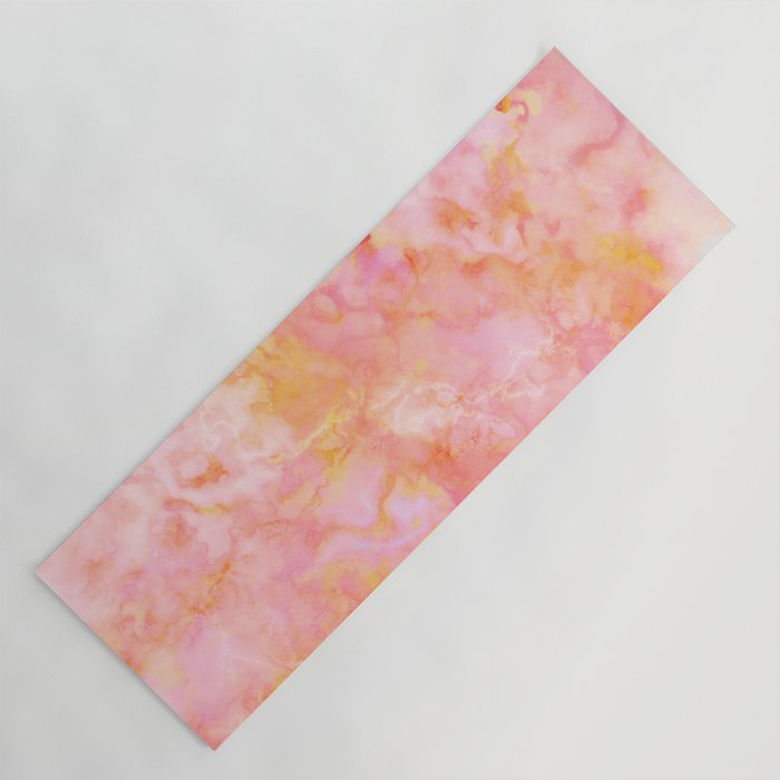 Rosé and Sunny Marble - pink, coral and orange Yoga Mat