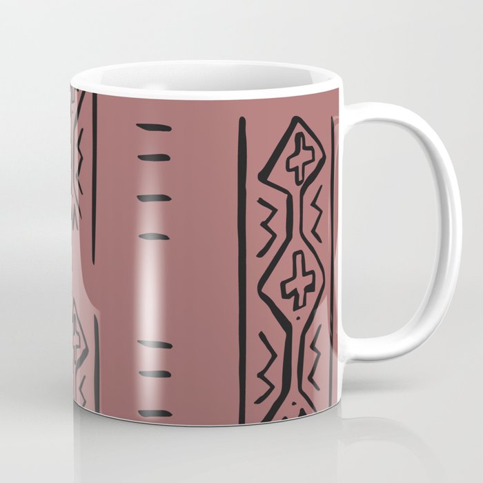 Mercy Mud Cloth Dark Pink and Black Pattern Coffee Mug