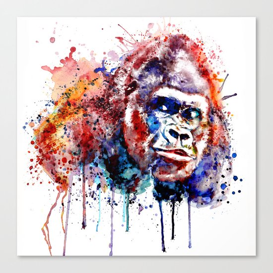 Gorilla Watercolor portrait Canvas Print