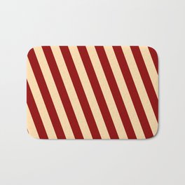 [ Thumbnail: Dark Red & Tan Colored Lines Pattern Bath Mat ]
