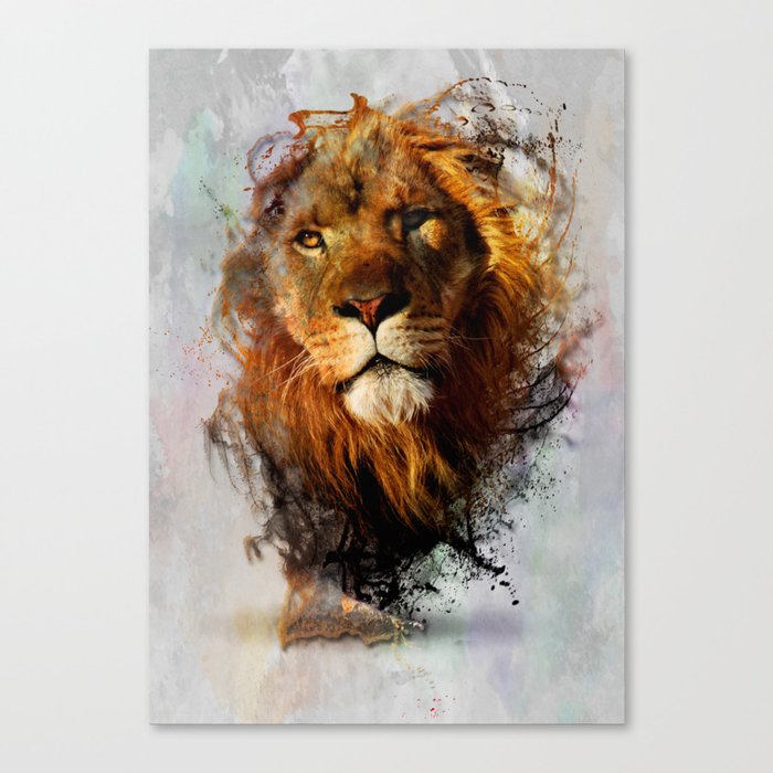 Water Color Splash Lion Canvas Print By Naturessol Society6