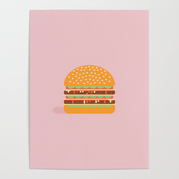 Hamburger on Pink Background Poster