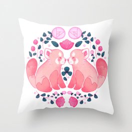 Red Panda Love Throw Pillow