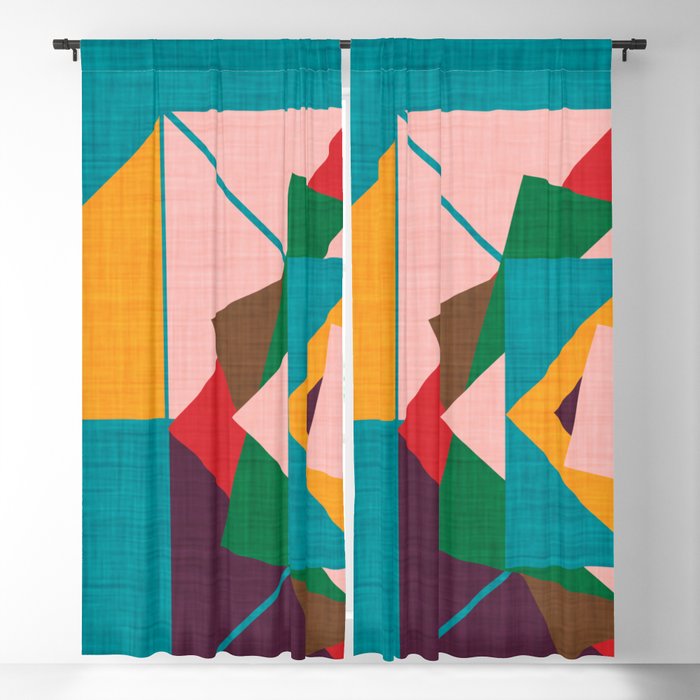 wind rose teal Blackout Curtain