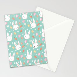 Happy Easter Pattern With Bunny And Carrot Stationery Cards