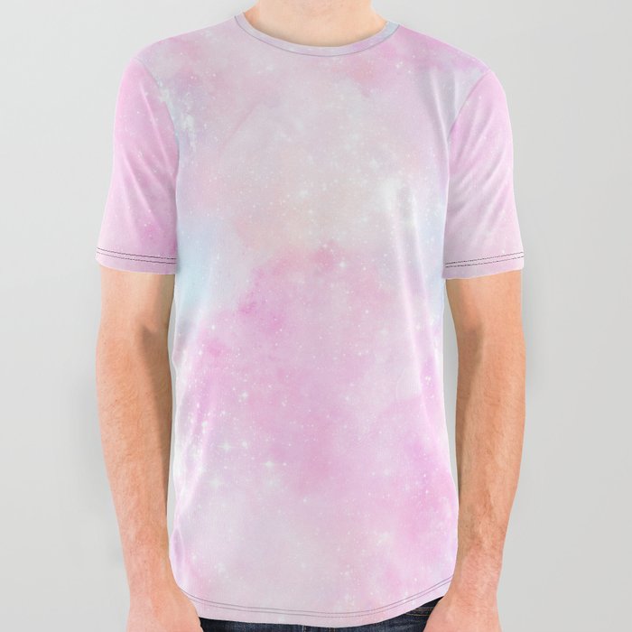 Pink Pastel Galaxy Painting All Over Graphic Tee