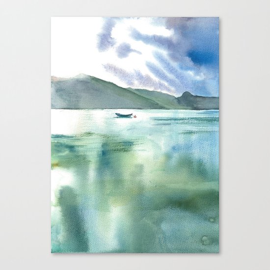 Watercolor Scotland Loch Canvas Print