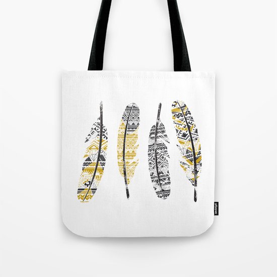 Mustard Feathers Tote Bag