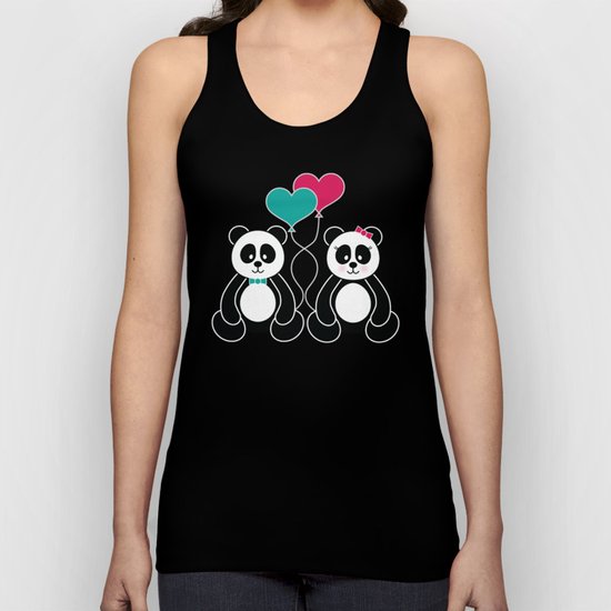 Panda Freefall in Pink Unisex Tank Top