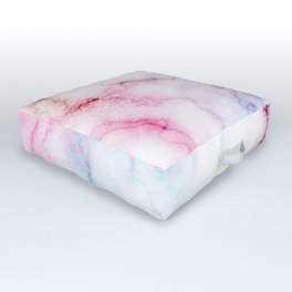 Rainbow Love Touch of Fantasy Faux Marble Pattern Outdoor Floor Cushion