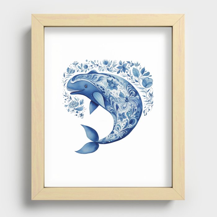 Blue Whale Joy Recessed Framed Print