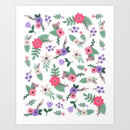 White Floral Art Print