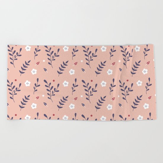 Pink Garden Beach Towel