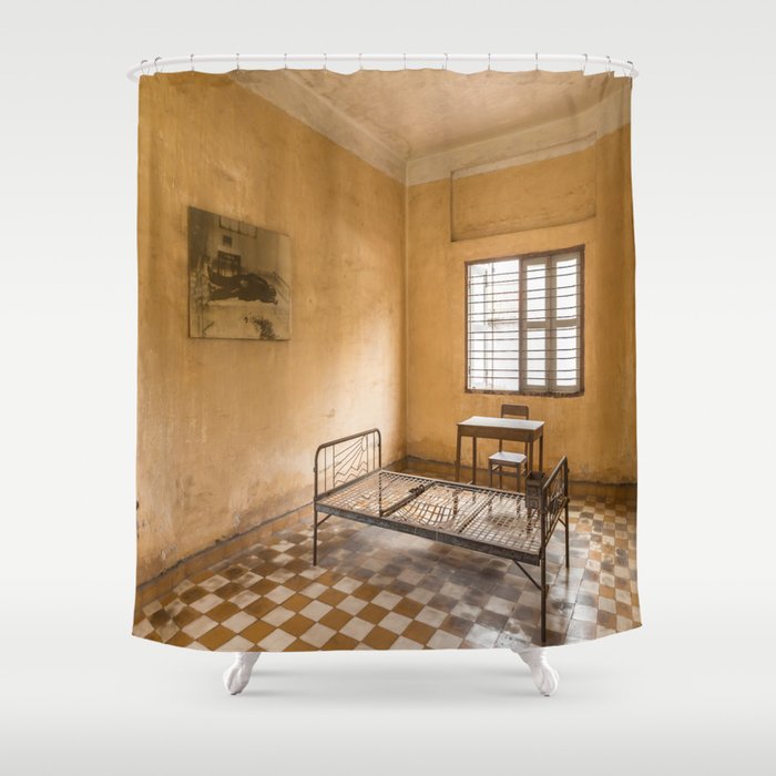 S21 Building B Cell I - Khmer Rouge, Cambodia Shower Curtain