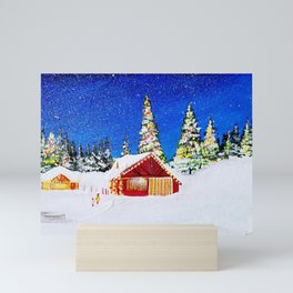 Snowy mountain Mini Art Print