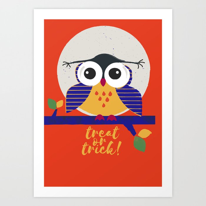 big eyed halloween owl Art Print