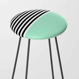 Magic Mint With Black and White Stripes Counter Stool