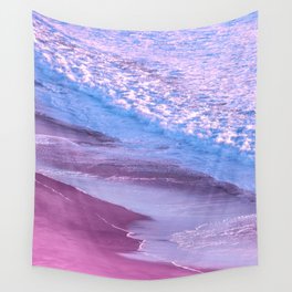 Pink Summer Sunset - Ocean Beach Landscape Wall Tapestry