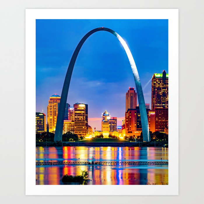 St Louis Art Print St Louis Skyline St Louis Arch Blue St 