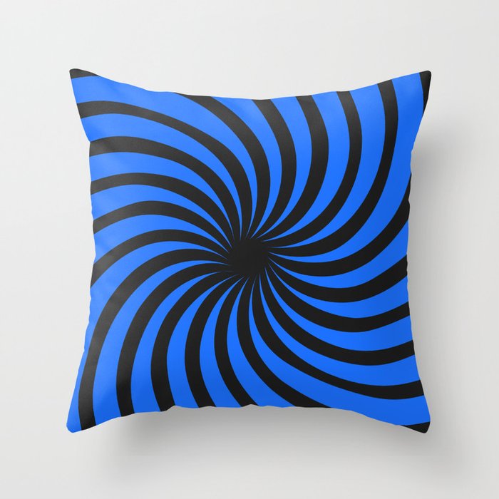 Black and Blue Spinning Hole. Throw Pillow