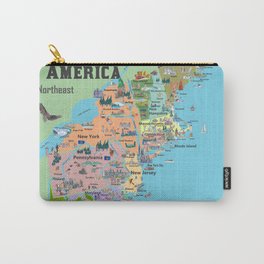 USA Northeast States Colorful Travel Map VA WV MD PA NY MS CT RI VE DE NJ With Highlights And Favori Carry-All Pouch