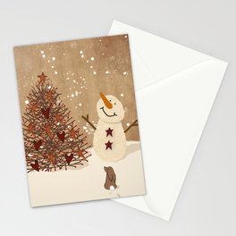 Primitive Country Christmas Tree Stationery Card