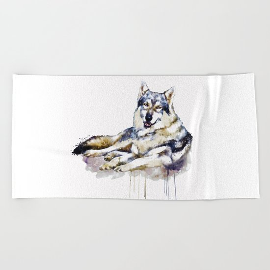 Smiling Wolf Beach Towel