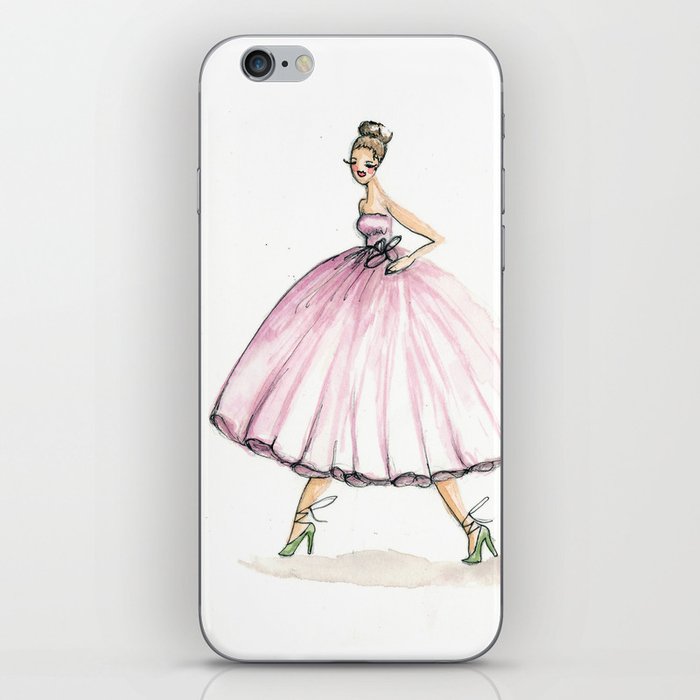 Sweet Pink Dress Watercolor Dress iPhone Skin