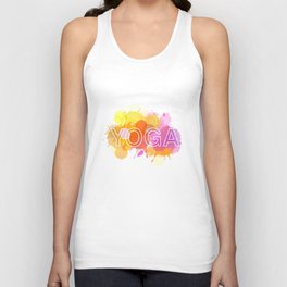 YOGA typography short quote in colorful watercolor paint splatter warm scheme Unisex Tank Top