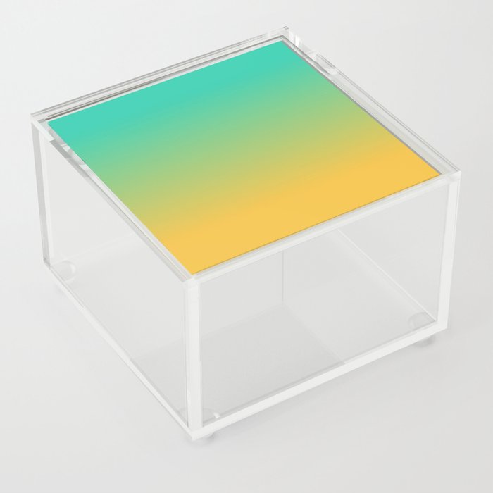 TURQUOISE OCEAN & YELLOW SAND OMBRE COLOR Acrylic Box