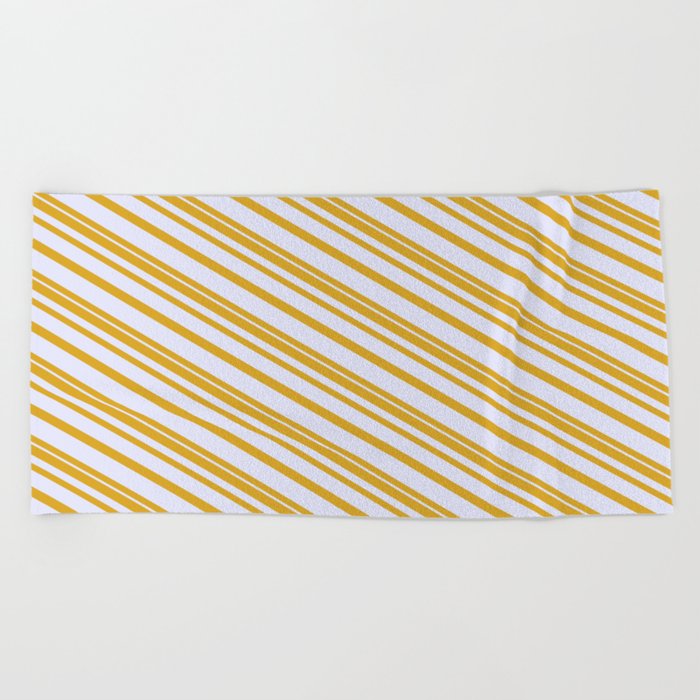 Goldenrod & Lavender Colored Lined/Striped Pattern Beach Towel