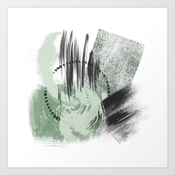 Mint Green Gray Black Abstract Painting 2 Nirvana Decorative