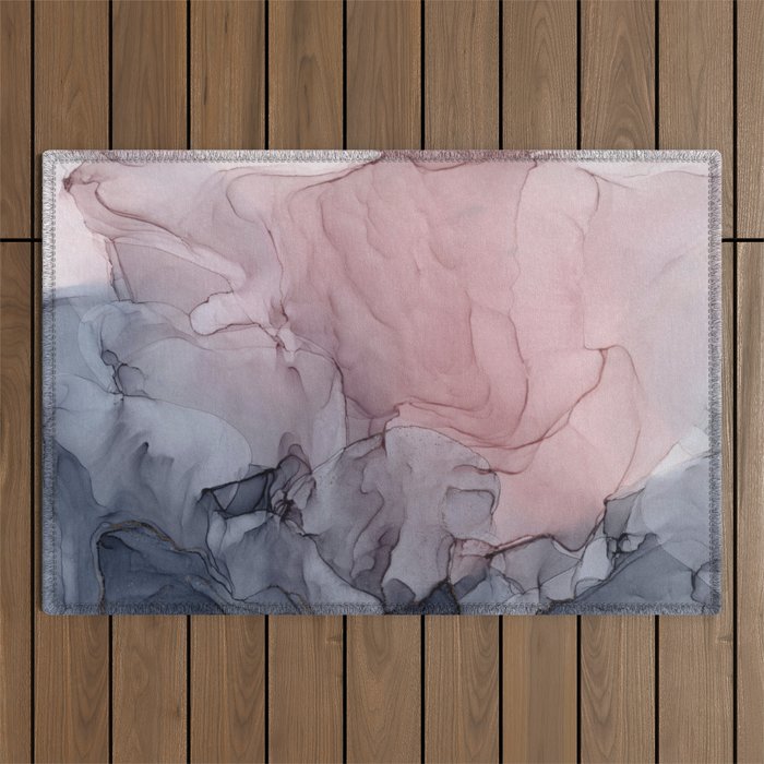 Blush and Gray Flowing Ombre Abstract 1 Outdoor Rug