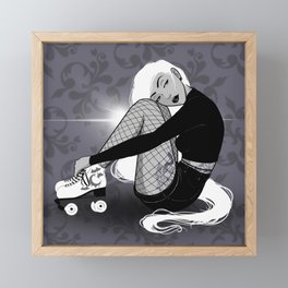 Skater Girl in Black Framed Mini Art Print