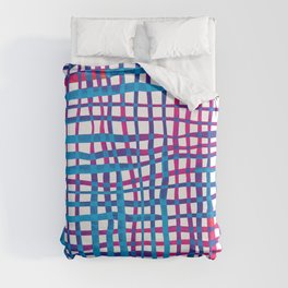 Watercolor doodle gingham - blue and purple Duvet Cover