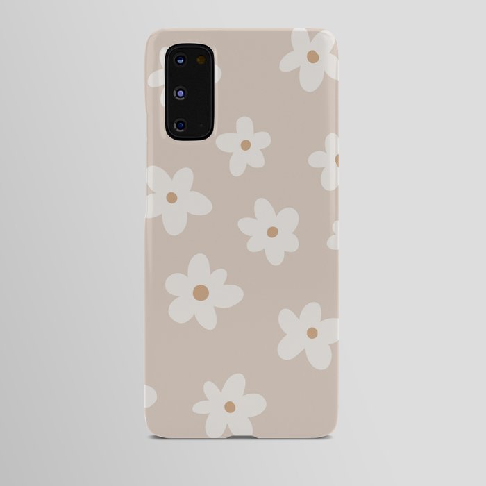 Retro flower field in dusty pink Android Case