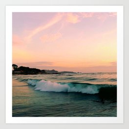 Beautiful Pink Blush, Sunset Sea Ocean Waves Art Print | Aerial Photography, Pastel Coastal Decor, Ethereal Wave Waves, Ocean And Sunset, Flores Water Coast, Ocean Sea Sand, Surf Day To Night, Aerial Beach Print, Pacific Travel Sky, Calming Needed 