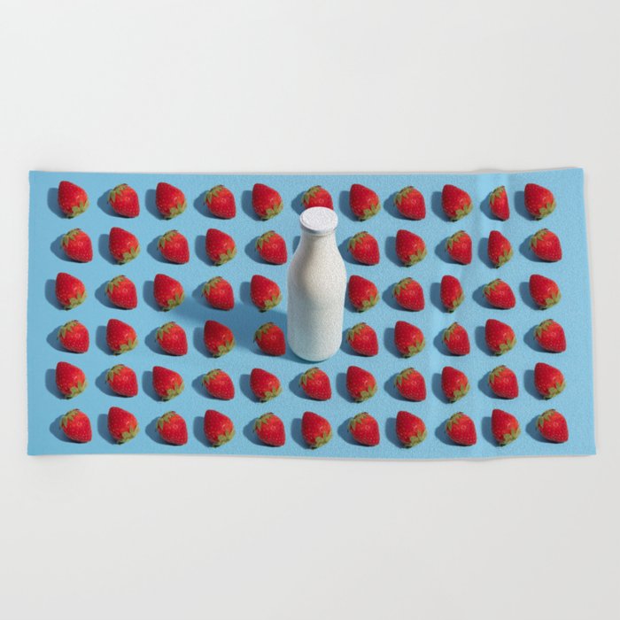 Strawberry milkshake Beach Towel