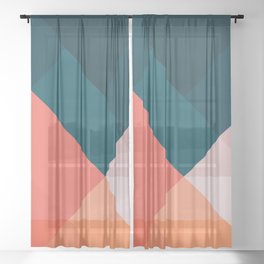 Geometric 1708 Sheer Curtain | Theoldartstudio, Midcentury, Adventure, Mountains, Nature, Abstractart, Digital, Sky, Landscape, Minimalist 