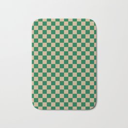 Tan Brown and Cadmium Green Checkerboard Badematte