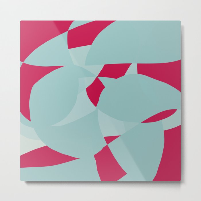 Dusty Pale Blue and Vibrant Magenta Abstract Graphic Metal Print