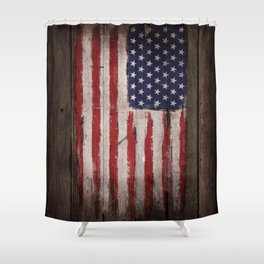 Wood American flag Shower Curtain
