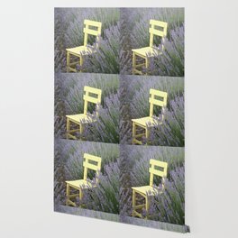 Yellow Chair In A Lavender Field Photograph Wallpaper