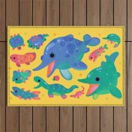 Triassic baby - yellow Outdoor Rug